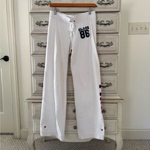 Pink VS White Logo Wide Leg Sweatpants